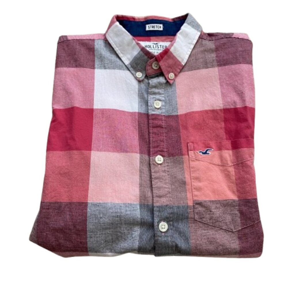 Hollister Epic Flex Stretch Buffalo Plaid Button Down Long Sleeve size M